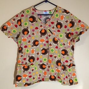 SB Scrubs Tops - SB Scrubs Thanksgiving Fall Turkey Scrub Top XL SB Scrubs Tops - SB Scrubs Thanksgiving Fall Turkey Scrub Top XL